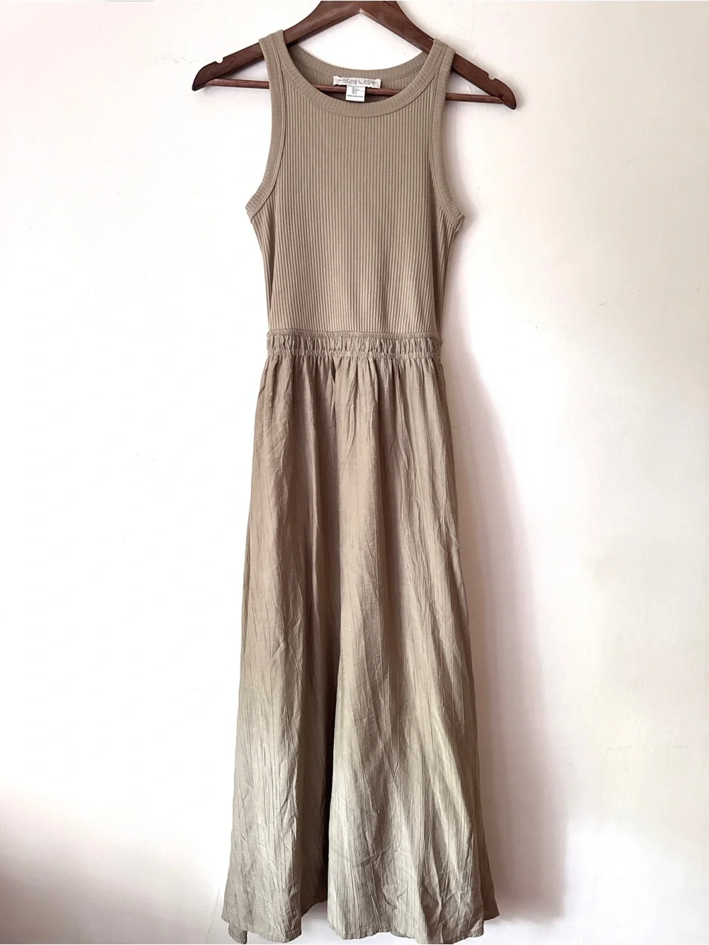Rachel Zoe Olive Green Ribbed Tank & Flowing Midi Skirt Dress - Size S - Picture 2 of 6